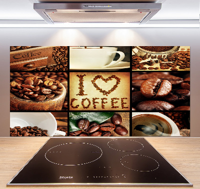 Glazen achterwand keuken Koffiecollage