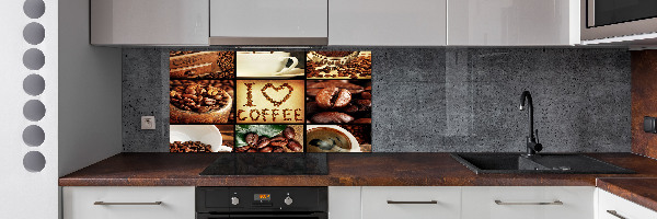 Glazen achterwand keuken Koffiecollage