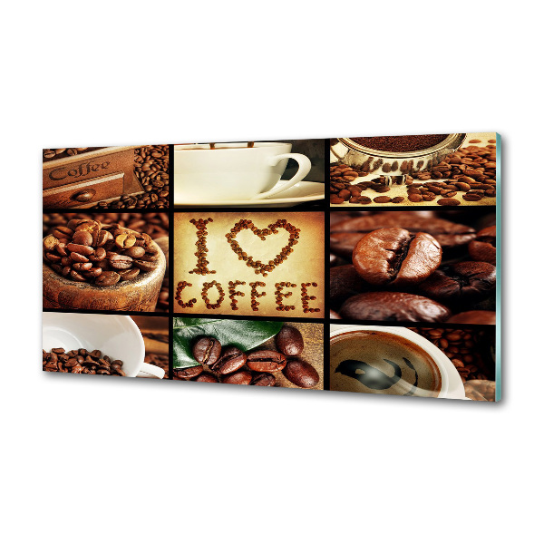 Glazen achterwand keuken Koffiecollage