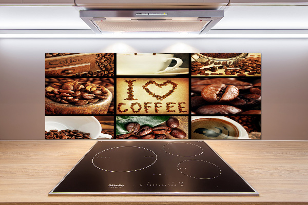 Glazen achterwand keuken Koffiecollage