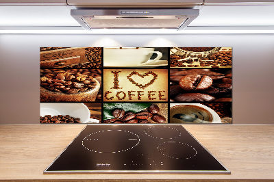 Glazen achterwand keuken Koffiecollage