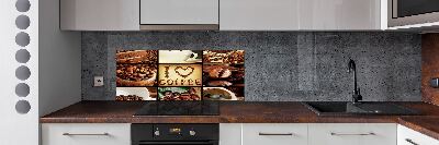 Glazen achterwand keuken Koffiecollage