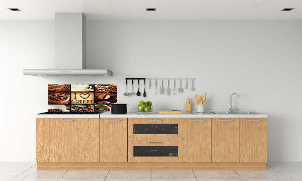 Glazen achterwand keuken Koffiecollage