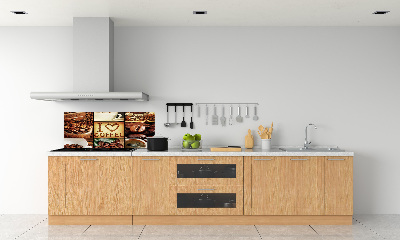 Glazen achterwand keuken Koffiecollage