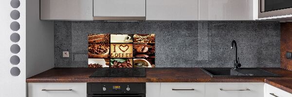 Glazen achterwand keuken Koffiecollage