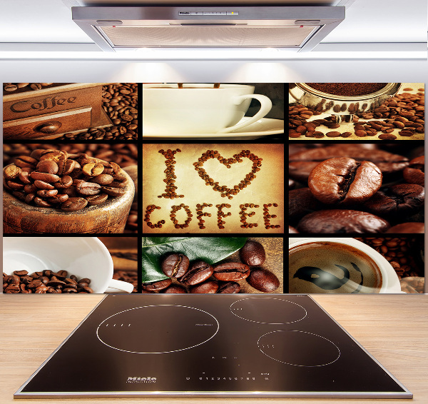 Glazen achterwand keuken Koffiecollage