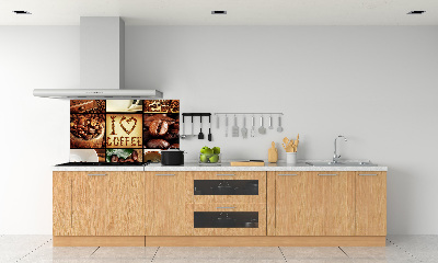 Glazen achterwand keuken Koffiecollage