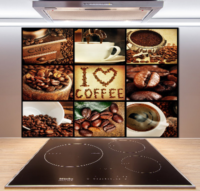 Glazen achterwand keuken Koffiecollage
