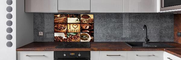 Glazen achterwand keuken Koffiecollage