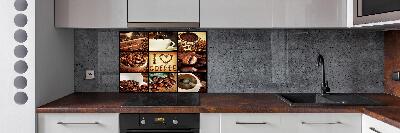 Glazen achterwand keuken Koffiecollage