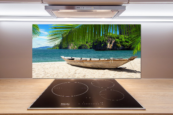 Keuken achterwand Een boot op het strand