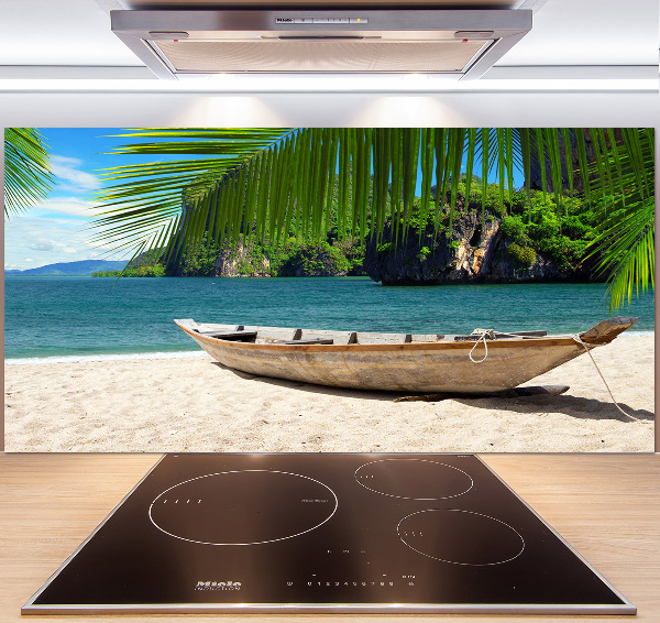 Keuken achterwand Een boot op het strand