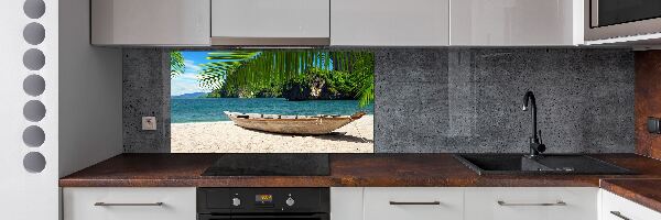 Keuken achterwand Een boot op het strand