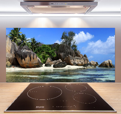 Glazen achterwand keuken panorama van de Seychellen