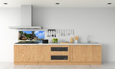 Glazen achterwand keuken panorama van de Seychellen