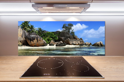 Glazen achterwand keuken panorama van de Seychellen