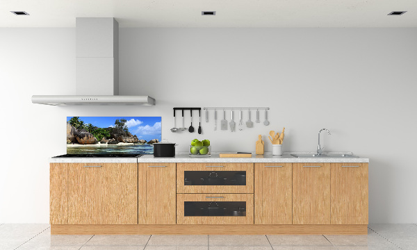 Glazen achterwand keuken panorama van de Seychellen
