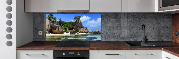 Glazen achterwand keuken panorama van de Seychellen