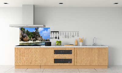 Glazen achterwand keuken panorama van de Seychellen