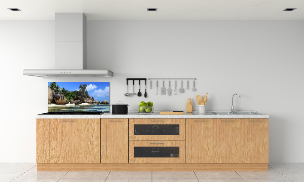 Glazen achterwand keuken panorama van de Seychellen