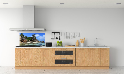 Glazen achterwand keuken panorama van de Seychellen