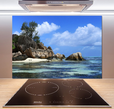 Glazen achterwand keuken panorama van de Seychellen