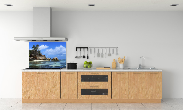 Glazen achterwand keuken panorama van de Seychellen