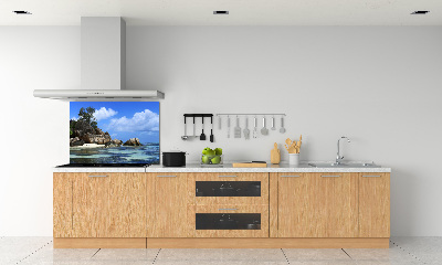 Glazen achterwand keuken panorama van de Seychellen