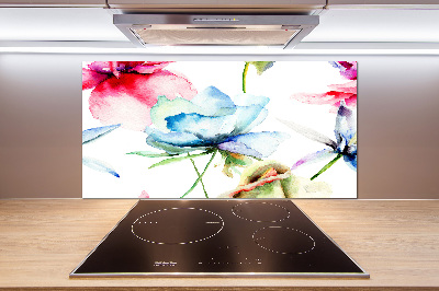 Spatscherm keuken Klaprozen