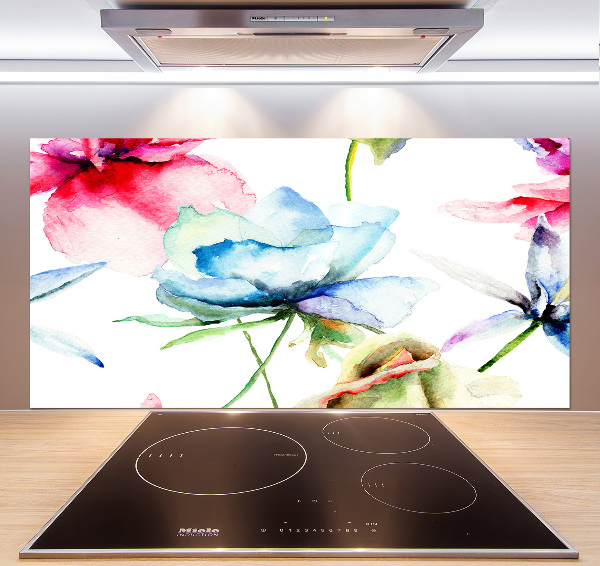 Spatscherm keuken Klaprozen
