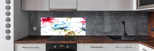 Spatscherm keuken Klaprozen