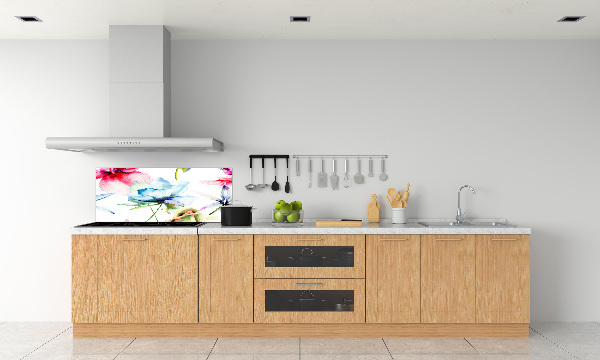 Spatscherm keuken Klaprozen