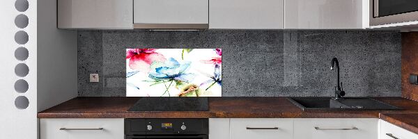 Spatscherm keuken Klaprozen