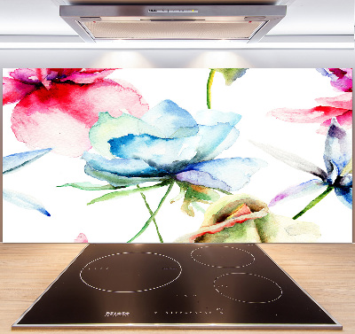 Spatscherm keuken Klaprozen