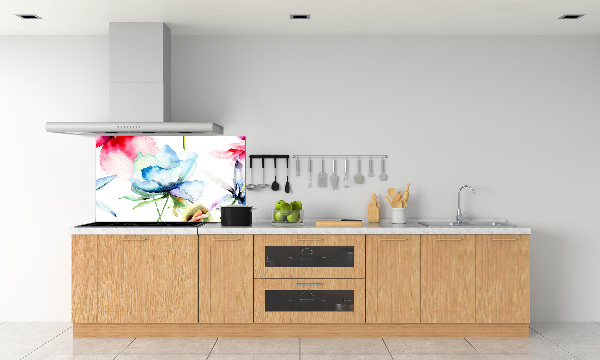 Spatscherm keuken Klaprozen