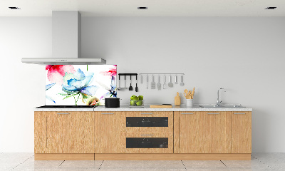 Spatscherm keuken Klaprozen