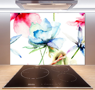 Spatscherm keuken Klaprozen