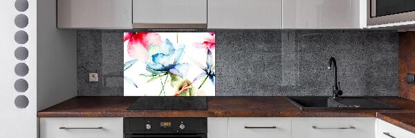 Spatscherm keuken Klaprozen
