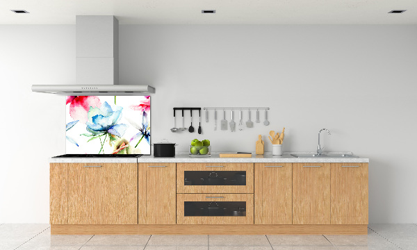 Spatscherm keuken Klaprozen