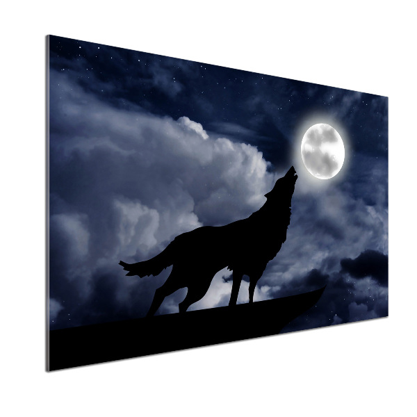 Glazen achterwand keuken De huilende wolf van de volle maan