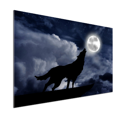 Glazen achterwand keuken De huilende wolf van de volle maan