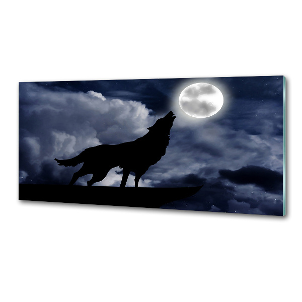 Glazen achterwand keuken De huilende wolf van de volle maan