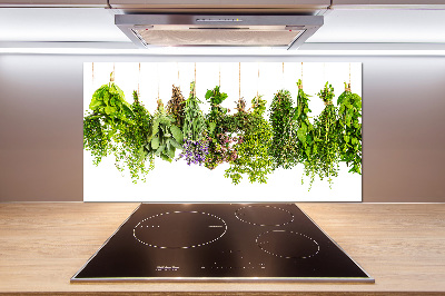 Glazen achterwand keuken Kruiden aan een touwtje