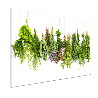 Glazen achterwand keuken Kruiden aan een touwtje
