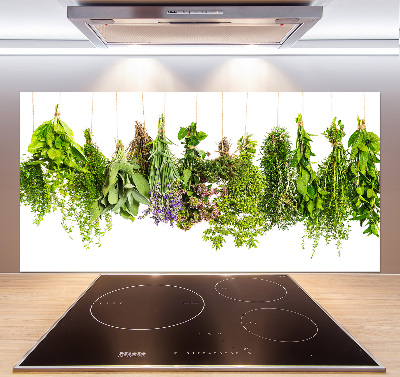 Glazen achterwand keuken Kruiden aan een touwtje