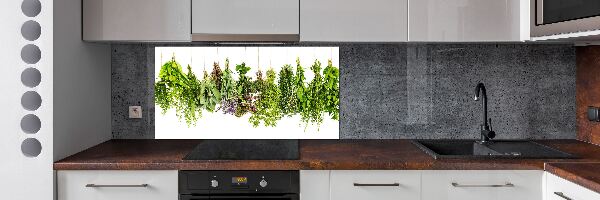 Glazen achterwand keuken Kruiden aan een touwtje