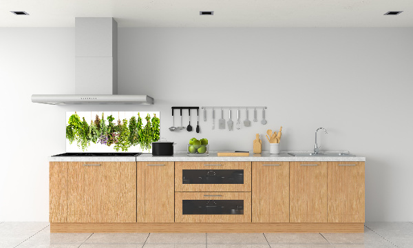 Glazen achterwand keuken Kruiden aan een touwtje