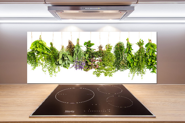 Glazen achterwand keuken Kruiden aan een touwtje