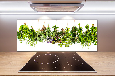 Glazen achterwand keuken Kruiden aan een touwtje