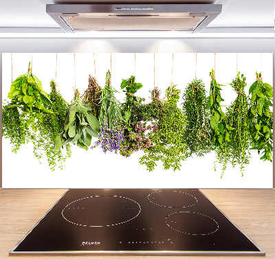 Glazen achterwand keuken Kruiden aan een touwtje
